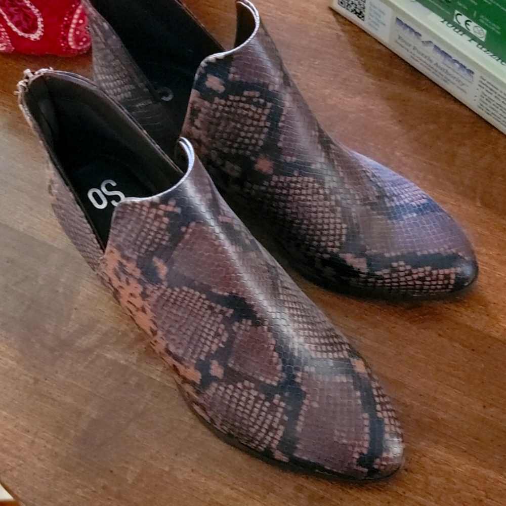 Snakeskin booties size 11